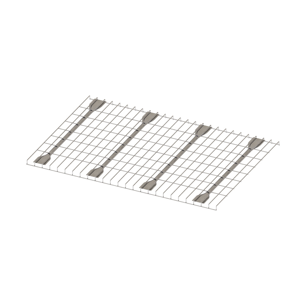 Mesh shelf panel used as a self-infill for pallet racking systems.