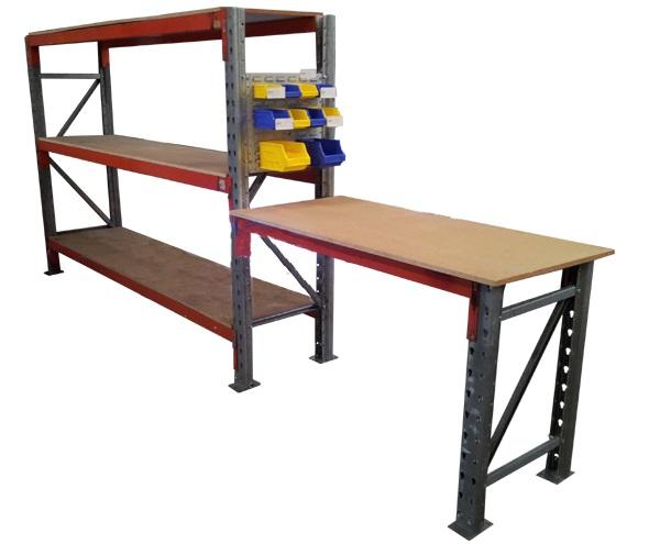 Storage Solution Instant Starter Kit, Add On Workbench, Louvre Panel with Assorted Nally Bins